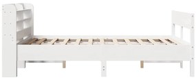 Cama sem colchão 120x200 cm madeira de pinho maciça branco
