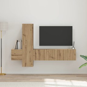 vidaXL Conjunto de móvel de TV com prateleira 5 pcs Carvalho Artesanal