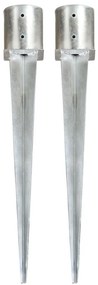vidaXL Estacas de enterrar 2 pcs 12x91 cm aço galvanizado prateado