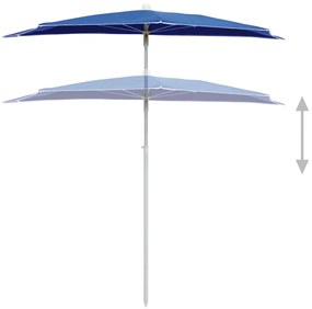 Guarda-sol semicircular com mastro 180x90 cm azul-ciano