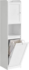 Armário de casa de banho com cesto para roupa suja 40 x 40 x 170 cm Branco 