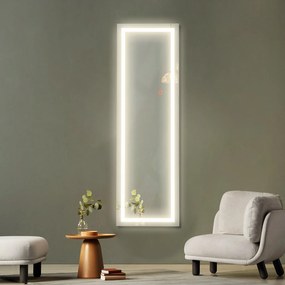 Espelho de Porta de Corpo Completo com Luzes LED Coloridas Parede ou Branco Montado na Porta 37 x 2 x 120 cm