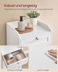 Armário de casa de banho com cesto para roupa suja 40 x 40 x 80,2 cm Branco