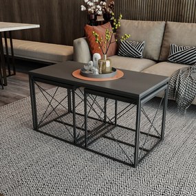 Conjunto de Mesas de Café Defne – Antracite e Preto – Medidas: 100x52x