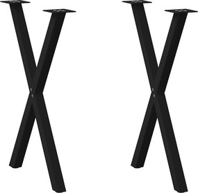 vidaXL Pés para mesa de jantar em formato de X, 2 peças, preto, 57x(72-73) cm, aço