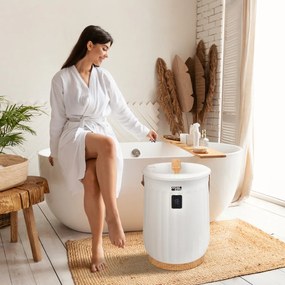 Aquecedor de toalhas de banho com balde de 20L com 4 configurações de tempo e desligamento automático 34 x 34 x 48 cm branco