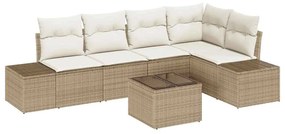 Sofá de Jardim 6 Peças com Almofadas em Rattan Sintético Marrom