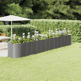 vidaXL Canteiro elevado jardim 512x80x68cm aço revestido a pó cinzento