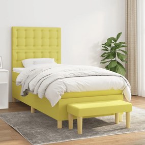 vidaXL Cama com molas/colchão 90x190 cm tecido verde-claro
