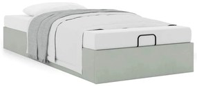 Otomano Bed Frame No Colchão Cinzento Claro 90x190 cm Veludo