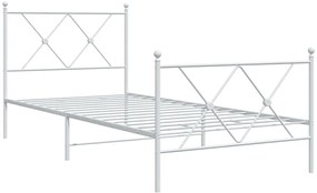 Estrutura de cama com cabeceira e pés 90x200 cm metal branco