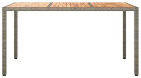 Mesa de Jantar Jardim Cinza 150x90x75 cm Rattan Sintético