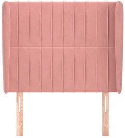Cabeceira cama c/ abas veludo 103x23x118/128 cm rosa