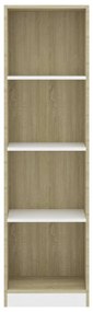 Estante 4 prateleiras 40x24x142cm contrapla. branco e carvalho
