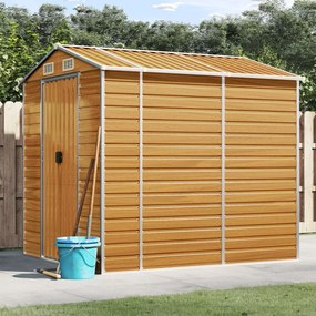 vidaXL Abrigo de jardim 191x215x198 cm aço galvanizado castanho-claro