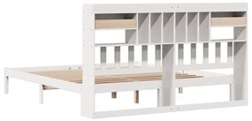 Cama com estante sem colchão 200x200 cm pinho maciço branco
