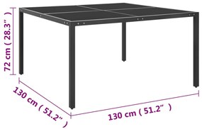 Mesa de jardim 130x130x72 cm aço e vidro antracite