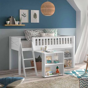 Conjunto cama Infantil SCOTT + Secretária + Estante Branca