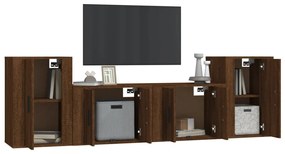 Conjunto móveis de TV 4pcs madeira processada carvalho castanho