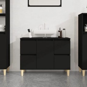 vidaXL Móvel p/ lavatório 80x33x60 cm derivados de madeira preto