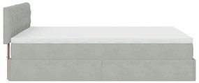 Estrutura de cama otomana com colchão 140x200 cm cinzento claro