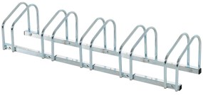 HOMCOM Suporte Estacionamento 5 Bicicletas Aço Resistente Interior Exterior Organizado Compacto 145x33x27cm Prata | Aosom Portugal