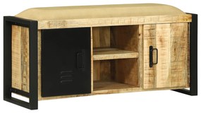 vidaXL Armário Banco 100x35x50 cm Madeira Sólida de Mangueira Rugosa