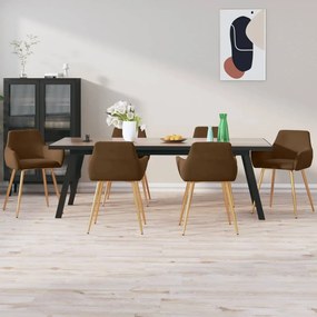 vidaXL Cadeiras de jantar 6 pcs veludo castanho