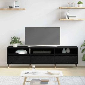 Armário de TV Carvalho Preto 150x30x44,5 cm Madeira Engenheirada