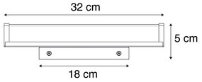 LED Candeeiro de parede preto 32 cm IP44 - Cascada Moderno