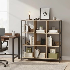 Estante para livros com 9 compartimentos 100 x 30 x 103,1 cm, castanho-preto