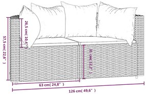 Sofás de canto p/ jardim c/ almofadões 2 pcs vime PE cinzento