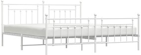 Estrutura de cama com cabeceira e pés 200x200 cm metal branco
