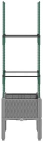 Vaso/floreira jardim c/ treliça 40x40x142,5cm PP cinzento-claro