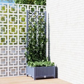 Vaso/floreira jardim c/ treliça 40x40x121,5 cm PP cinzento azul