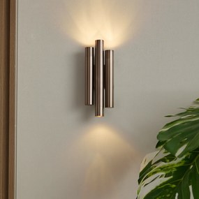 Moderne wandlamp donker brons 3-lichts - Pipes