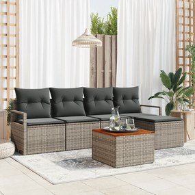 Conjunto de Sofás de Jardim vidaXL de 6 Peças com Almofadas Cinzento R