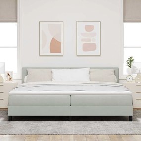 Cama Box Spring vidaXL com Colchão e Luz LED Cinza Claro 200x200 cm Ve