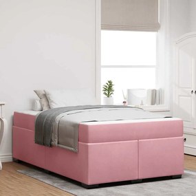 vidaXL Estrutura de cama com colchão Rosa 120 x 190 cm Veludo