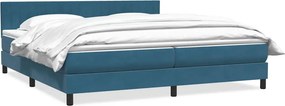 vidaXL Cama com molas/colchão 180x220 cm veludo azul-escuro