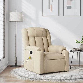 vidaXL Poltrona de massagens reclinável tecido cor creme