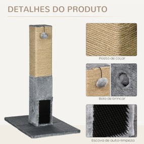 PawHut Poste Arranhador para Gatos 79 cm Arranhador para Gatos com Bol