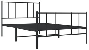 Estrutura de cama com cabeceira e pés 107x203 cm metal preto