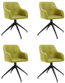 vidaXL Cadeiras de jantar giratórias 4 pcs tecido verde