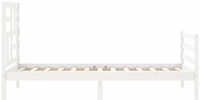 Estrutura cama de solteiro c/ cabeceira madeira maciça branco