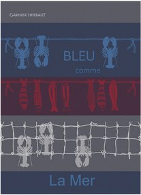 Panos de cozinha jacquard Bleu Comme La Mer Tricolore, conjunto de 4