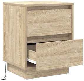 Mesa de Cabeceira com Luzes LED Carvalho Sonoma 39x34,5x50 cm