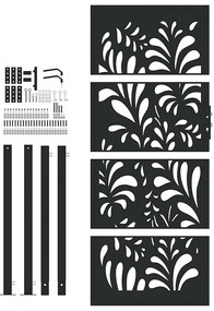 Portão de jardim 105x205 cm preto projeto de onda de aço