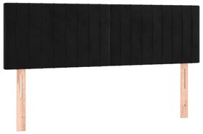 Cabeceira de cama c/ luzes LED veludo 144x5x78/88 cm preto