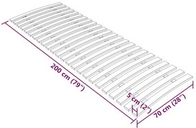 Substituição de ripas de cama com 24 ripas de 70x200 cm